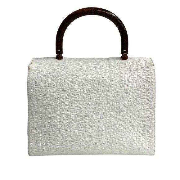 Authentic CHANEL Vintage Kelly Caviar Leather Top Handle Flap Bag Wood Handle - Picture 5 of 14